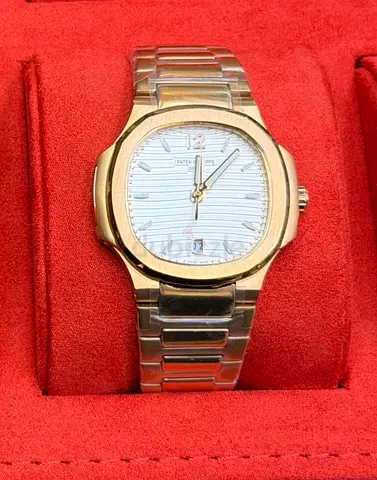 Patek Philippe Nautilus 7118/1R-001  Gold-tone Mens Master Copy Watch with White Dial