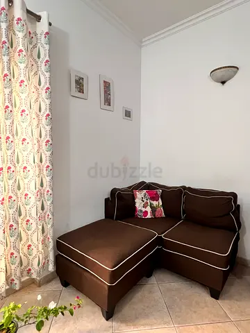 Brown Fabric 4+3 - 7 Seater Sofa Set with Cushions - Good Condition