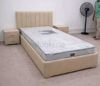 Single Upholstered Bed Frame with Mattress