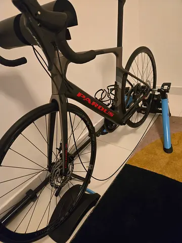 Road bike with Tacx  garmin home trainer