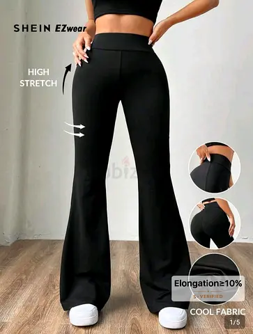 High-Waist Black Flared Stretch Yoga Pants / Bootcut Leggings