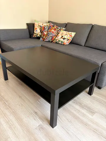 Simple black IKEA LACK rectangular coffee table with lower shelf - good condition