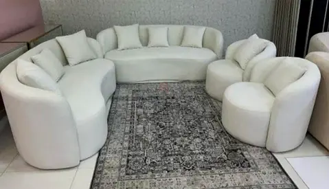 Curved White Modular Sofa Set — Modern 7 seater