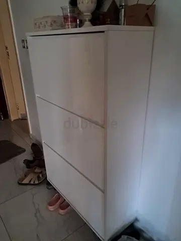 Home Center Slim White 3-Drawer Shoe Cabinet — Good Condition