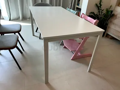 White Minimalist Dining Table - 6 Seater (IKEA-style)