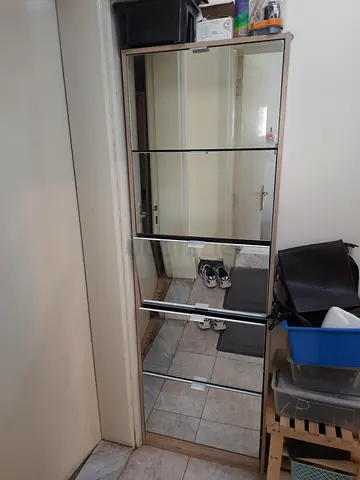 Slim Mirrored Wardrobe/Armoire with Sliding Doors