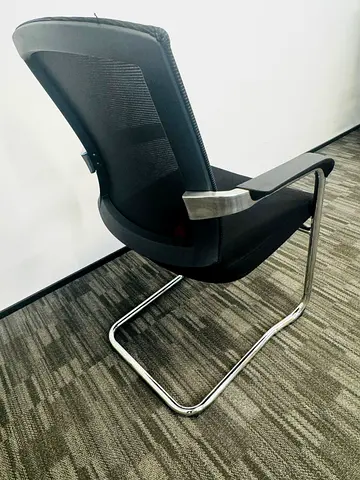 Modern Black Mesh Visitor/Conference Chair with Chrome Cantilever Frame