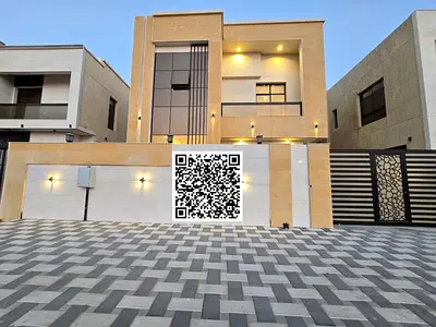 A luxurious standalone villa with a captivating modern design and a natural stone facade that exude