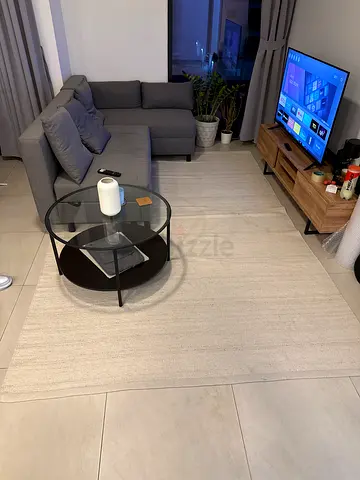 Large light beige area rug - like new, neutral modern style