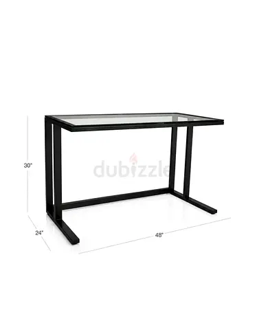 Modern Glass Top Desk with Black Metal Frame - 48 x 24 x 30