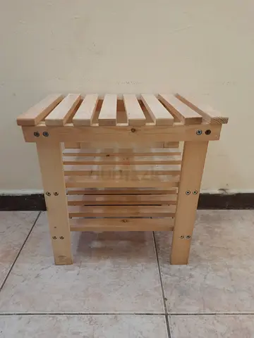 Solid Pine Slatted Wooden Stool / Small Bench