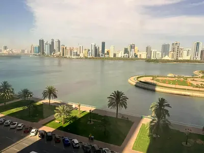 Free Parking – Master Maid Room | Laundry Room | 3BHK w/ Balcony & Al Majaz Corniche View | Family Tower | Prime Location | Near DXB Exit