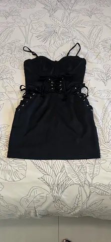 Black Lace-Up Bodycon Mini Dress, Size S, brand new