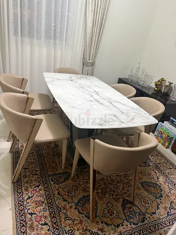 Luxury Marble Dining Table Set – 6 Chairs