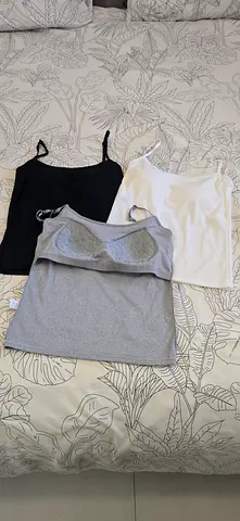 Set of 3 womens camisoles / nursing tanks (black, white, grey) - Brand New