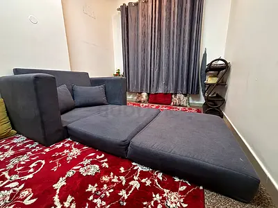Denim colour sofa cum-bed with removable cushions - Good Condition