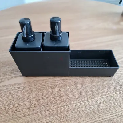 Set of 2 Small Black Refillable Spray Bottles / Atomizers and 1 drainage container