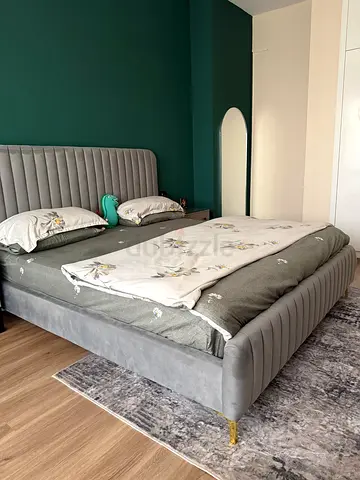 Grey king-size bed