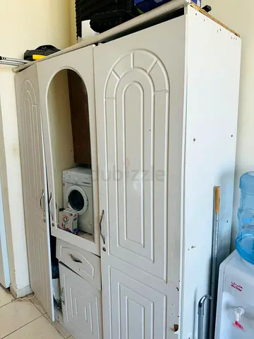 For free White Wooden Wardrobe / Armoire - 3 Doors with Drawer, Good Storage
