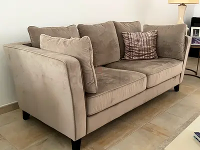 A set of 2 taupe velvet sofas