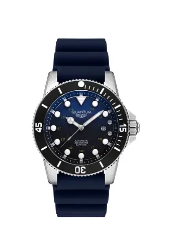 Mens blue black dive-style wristwatch with rubber strap