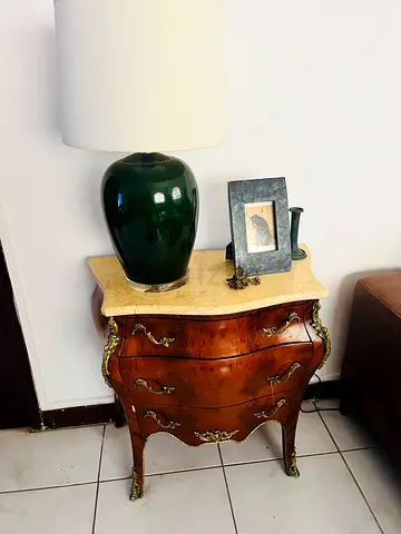 2 Vintage Louis XV  style side tables with marble tops and ormolu (brass/bronze) mounts  marble top