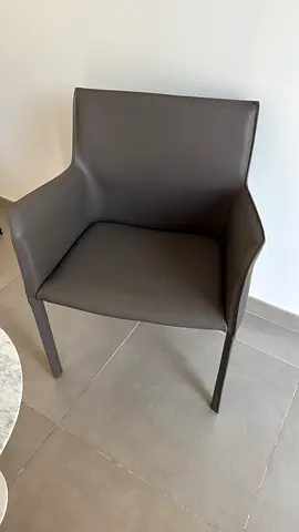 Modern Grey Leather Dining Chair — Excellent Condition