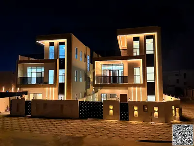 Modern villa for sale in Al Bahia, Ajman | 5 master bedrooms | Roof + 2 floors | Central air conditioning | 10% down payment | Close to Sheikh Mohamme