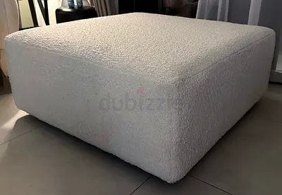 Large Square Bouclé Ottoman / Pouf - Cream