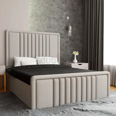Upholstered Modern King Bed with Padded Headboard and Footboard
