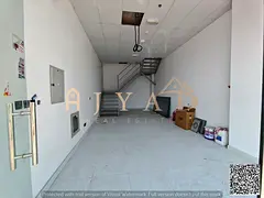 Annual commercial shop for rent in Muwaihat 3 on Academy Street. The property features a spacious l