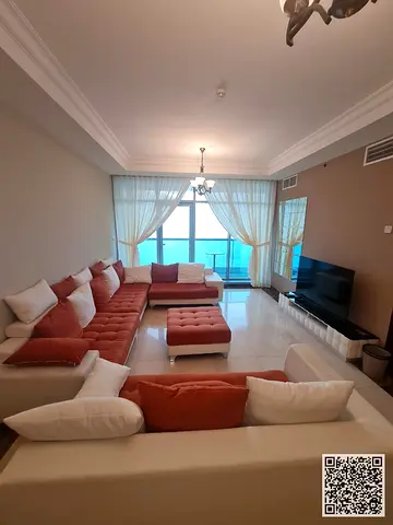 Furnished duplex apartment with three bedrooms, living room, and maid's room for monthly rent in Aj