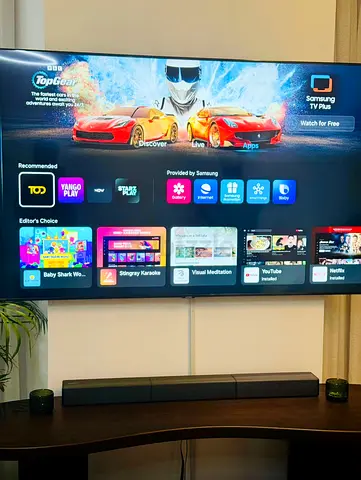 Samsung 55-65 Smart LED TV (Mounted) with Soundbar - Good Condition