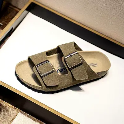 Brokenstock Classic Double-Buckle Suede Slide Sandals