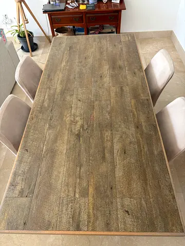 Solid Wood Dining Table with X-Leg Base — Light Oak Finish