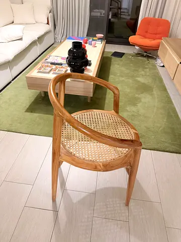 2 Solid Wood Rattan Seat Dining Chair - Natural Finish