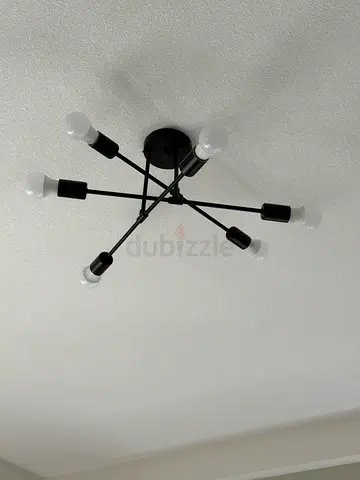 Modern Black Sputnik Ceiling Light - 6-Arm Pendant Fixture