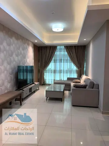 One bedroom and living room for annual rent, furnished, in Gulf Tower, ultra-deluxe finishing.
