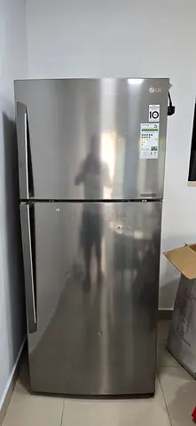 LG Top Freezer Refrigerator 320L — Stainless Steel, Good Condition