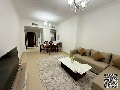 Furnished one-bedroom apartment for rent in Ajman, Al Jurf 2, Al Yasmin Towers. Clean and tidy furnishings. Includes all bills and internet.