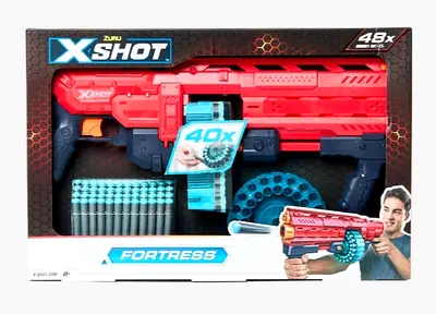 X-Shot Fortress Foam Dart Blaster with 40 Darts (Red)