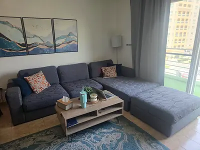 Grey Sofa and Fabric Storage Ottoman / Footstool with Lift-Up Seat - Good Condition