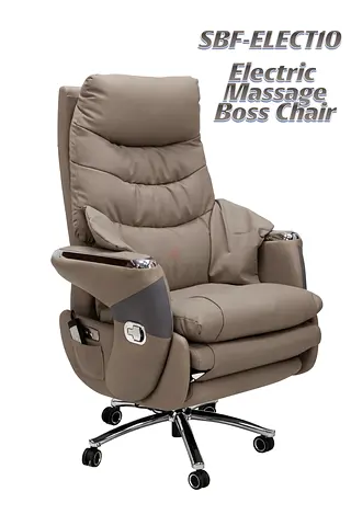 Electric Massage Boss Chair - Adjustable Recline, Wheels, Remote Pocket