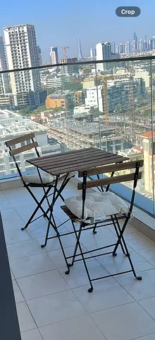 Compact folding bistro table and 2 chairs set — good condition