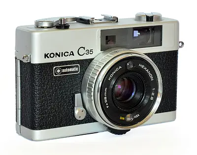 Konica C35 Automatic 35mm Film Camera – Hexanon 38mm f/2.8 – Mint Condition