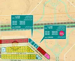 Land for sale in Sharjah, with areas of 8342 and 13311 feet, on a 24-meter main road, with convenien