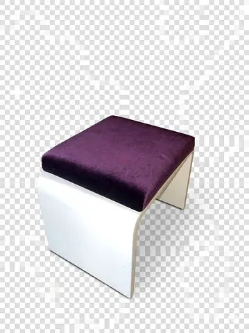 Modern White Stool with Purple Velvet Cushion