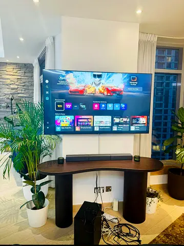 Samsung 55-65 Smart LED TV (Mounted) with Soundbar - Good Condition