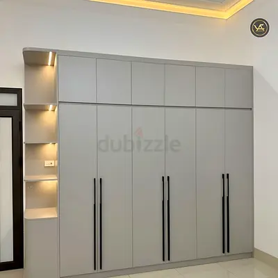 Custom Modern Built-to-order Wardrobe with Open Shelves and LED Lighting