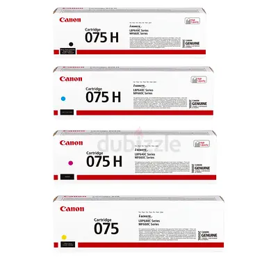 Set of 4 Canon 075 / 075H Genuine Toner Cartridges (CMYK) - New